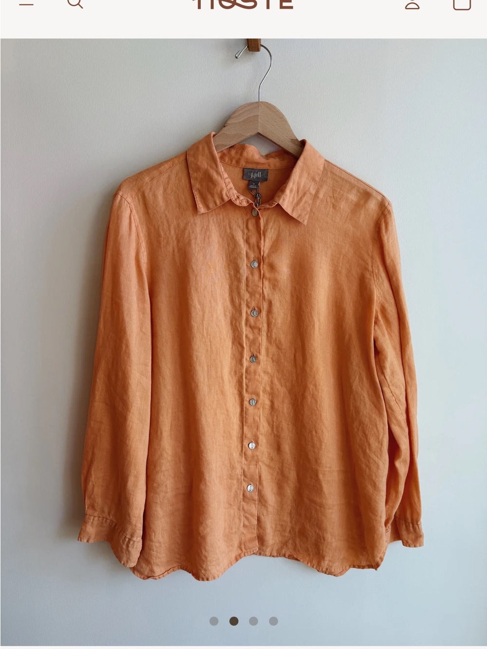 J. Jill Orange Collared  100% Linen Button Shirt
